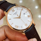  Shop Authentic Tissot T Classic Tradition Silver Dial Brown Leather Strap Watch For Men - T063.610.36.038.00 - Luxxuri