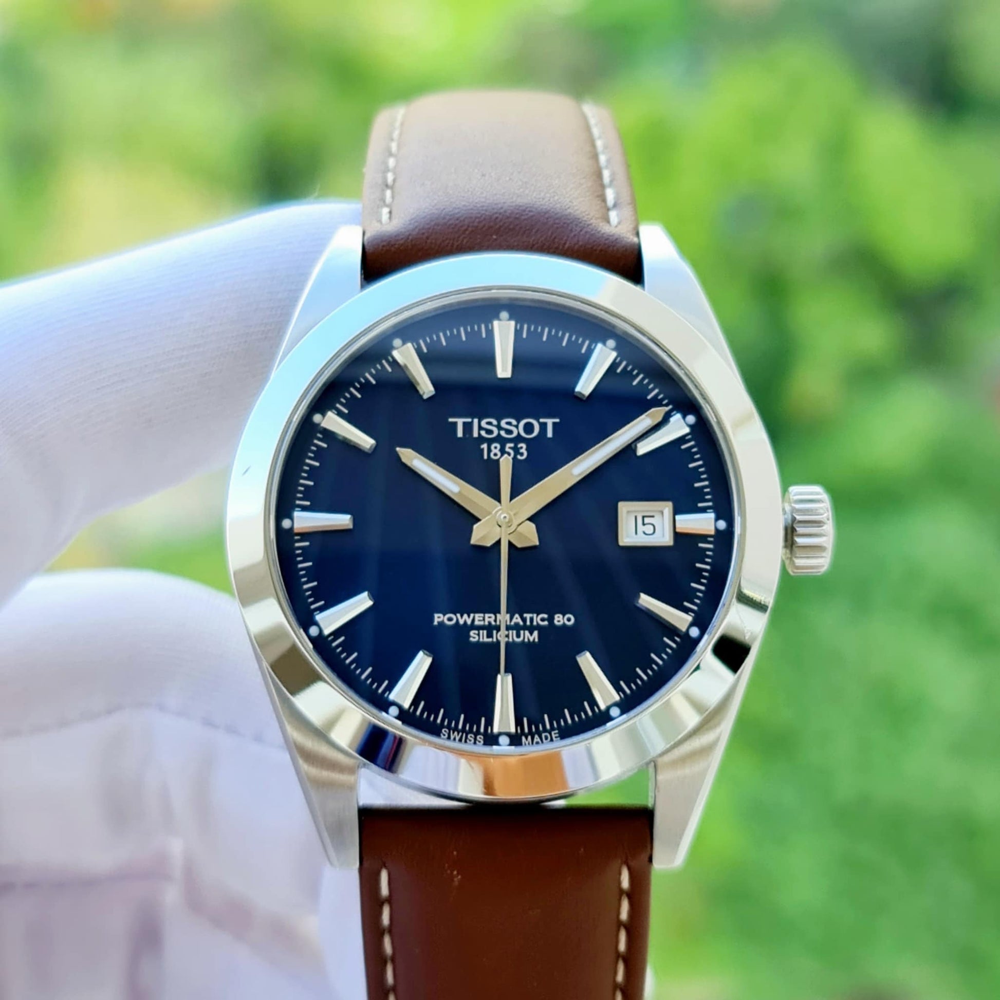  Shop Authentic Tissot Gentlemen Powermatic 80 Silicium Blue Dial Brown Leather Strap Watch For Men - T127.407.16.041.00 - Luxxuri