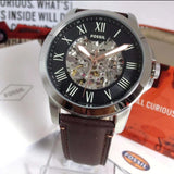  Shop Authentic Fossil Grant Automatic Skeleton Black Dial Brown Leather Strap Watch for Men - ME3100 - Luxxuri