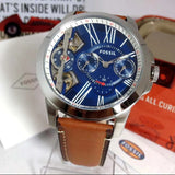  Shop Authentic Fossil Grant Twist Multifunction Blue Dial Brown Leather Strap Watch for Men - ME1161 - Luxxuri