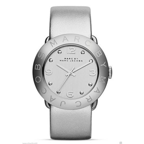  Shop Authentic Marc Jacobs Amy Silver Dial Silver Leather Strap Watch for Women - MBM8626 - Luxxuri