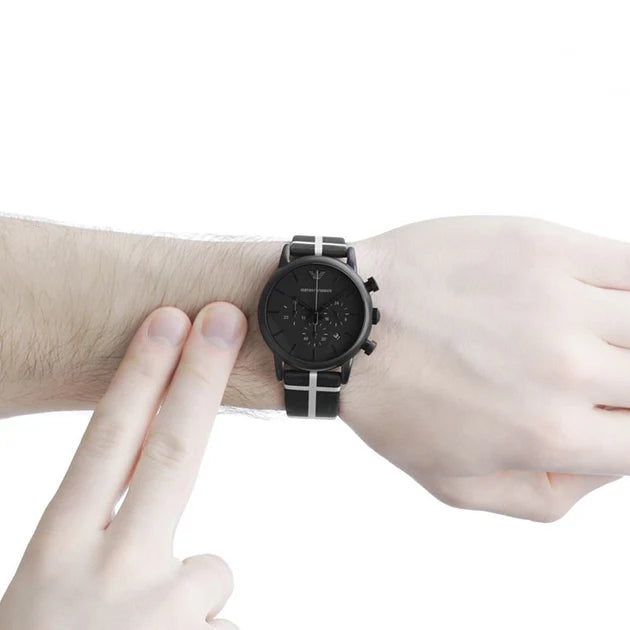  Shop Authentic Emporio Armani Classic Black Dial Black Leather Strap Watch For Men - AR1860 - Luxxuri