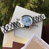  Shop Authentic Michael Kors Bradshaw Chronograph Blue Dial Silver Steel Strap Watch For Women - MK6098 - Luxxuri