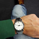  Shop Authentic Emporio Armani Classic Luigi Quartz Silver Dial Silver Steel Strap Watch For Men - AR1854 - Luxxuri