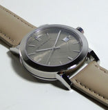  Shop Authentic Burberry The City Silver Dial Beige Leather Strap Unisex Watch - BU9010 - Luxxuri