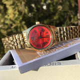  Shop Authentic Michael Kors Lexington Quartz Orange Dial Gold Steel Strap Watch For Women - MK3284 - Luxxuri