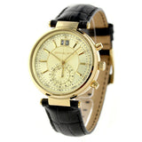  Shop Authentic Michael Kors Sawyer Champagne Dial Black Leather Strap Watch for Women - MK2433 - Luxxuri