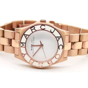 Marc Jacobs Blade White Dial Rose Gold Steel Strap Watch for Women - MBM3076