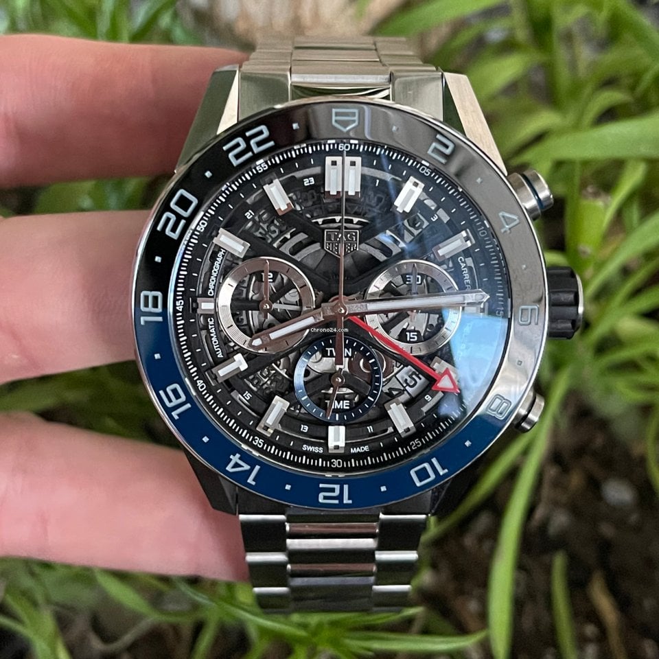  Shop Authentic Tag Heuer Carrera Chronograph Blue Dial Silver Steel Strap Watch for Men - CBG2A1Z.BA0658 - Luxxuri