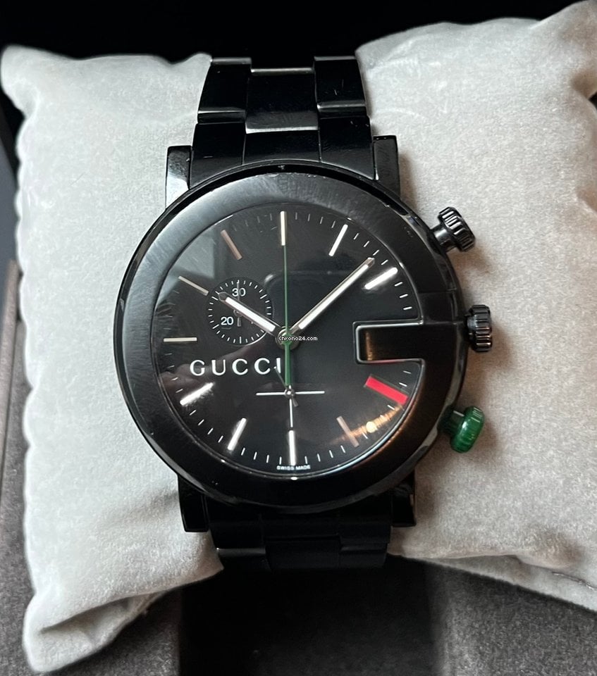  Shop Authentic Gucci G Chrono Black Dial Black Steel Strap Watch For Men - YA101331 - Luxxuri