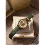  Shop Authentic Versace V-Circle Manifesto Gold Dial Black Leather Strap Watch for Men - VBQ030017 - Luxxuri