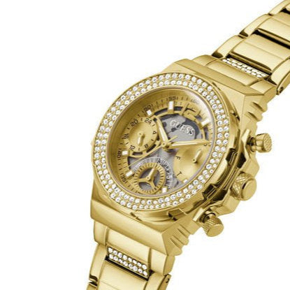  Shop Authentic Guess Fusion Chronograph Gold Dial Gold Steel Strap Watch for Women - GW0552L2 - Luxxuri