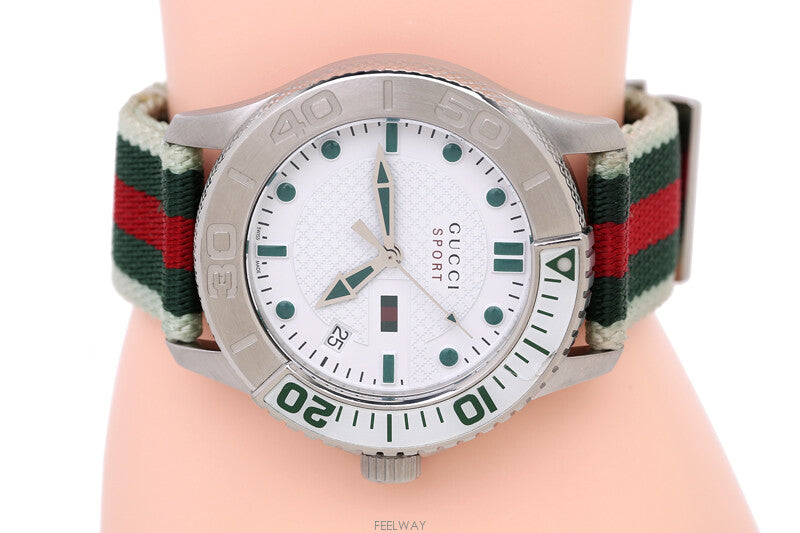  Shop Authentic Gucci G Timeless White Dial Two Tone Nylon Strap Watch For Men - YA126231 - Luxxuri