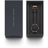  Shop Authentic Daniel Wellington Petite Sheffield Black Dial Black Leather Strap Watch For Women - DW00100168 - Luxxuri