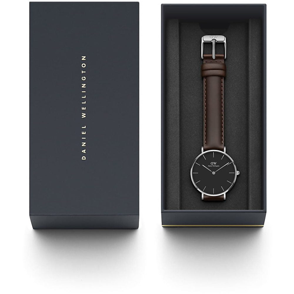  Shop Authentic Daniel Wellington Classic Petite Bristol Black Dial Brown Leather Strap Watch For Women - DW00100233 - Luxxuri