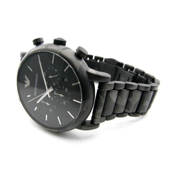 Emporio Armani Luigi Chronograph Black Dial Black Steep Strap Watch For Men - AR11045