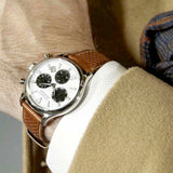  Shop Authentic Movado Heritage Calendoplan Chronograph White Dial Brown Leather Strap Watch for Men - 3650008 - Luxxuri
