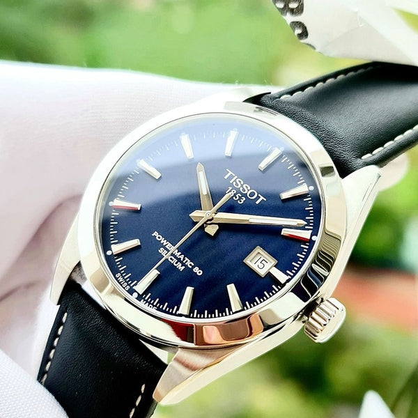  Shop Authentic Tissot Gentleman Powermatic 80 Silicium Blue Dial Black Leather Strap Watch For Men - T127.407.16.041.01 - Luxxuri
