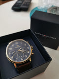  Shop Authentic Tommy Hilfiger Daniel Blue Dial Brown Leather Strap Watch for Men - 1710380 - Luxxuri