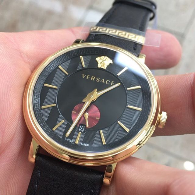  Shop Authentic Versace V-Circle Manifesto Edition Black Dial Black Leather Strap Watch for Men - VBQ050017 - Luxxuri