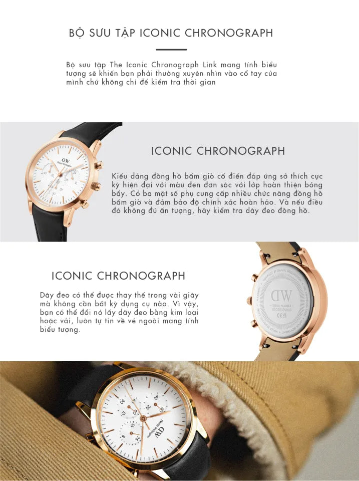  Shop Authentic Daniel Wellington Iconic Chronograph Sheffield White Dial Black Leather Strap Watch For Men - DW00100646 - Luxxuri