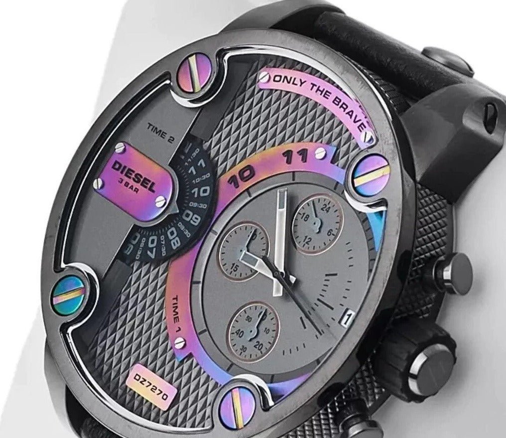  Shop Authentic Diesel Badass Chronograph Anthracite Dial Black Leather Strap Watch For Men - DZ7270 - Luxxuri