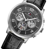  Shop Authentic Tommy Hilfiger Keagan Quartz Grey Dial Black Leather Strap Watch for Men - 1791289 - Luxxuri