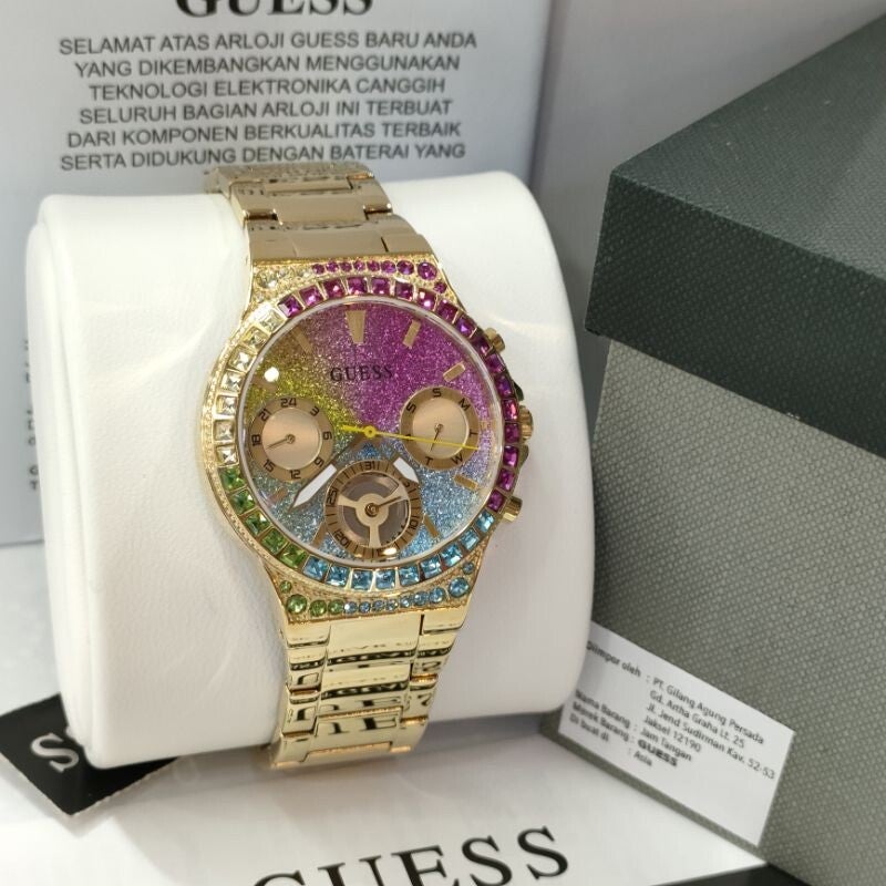  Shop Authentic Guess Sugarrush Quartz Multicolor Dial Gold Steel Strap Watch For Women - GW0258L1 - Luxxuri