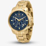  Shop Authentic Maserati Successo Chronograph Blue Dial Gold Steel Strap Watch For Men - R8873621021 - Luxxuri
