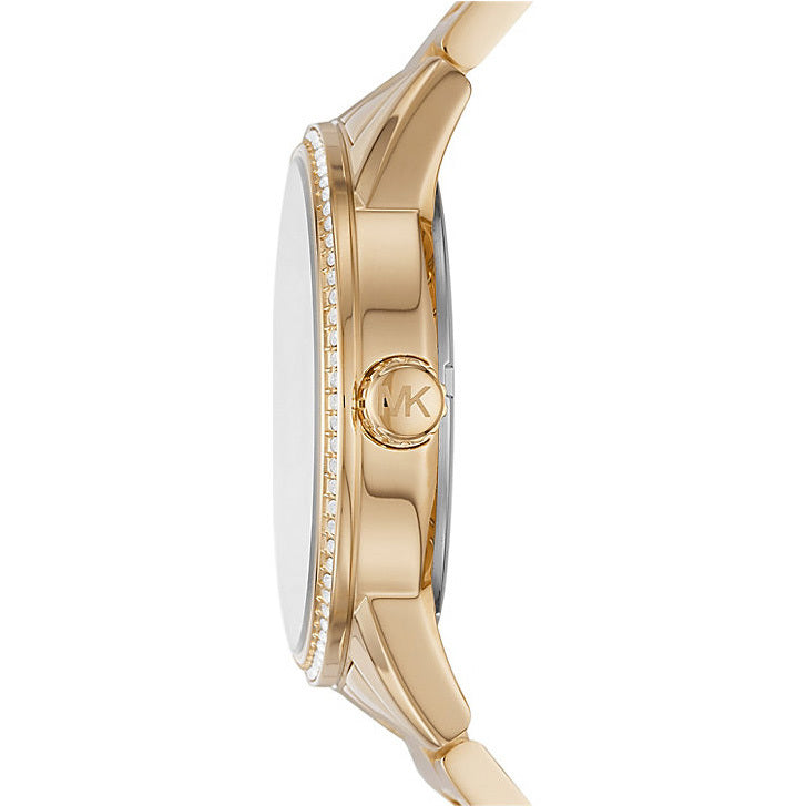 Michael Kors Ritz Pave Crystals Gold Dial Gold Steel Strap Watch for Women - MK6862