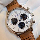  Shop Authentic Movado Heritage Calendoplan Chronograph White Dial Brown Leather Strap Watch for Men - 3650008 - Luxxuri