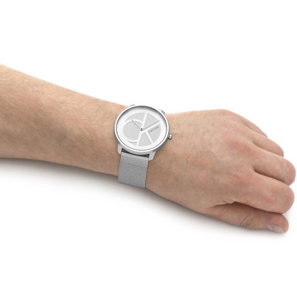  Shop Authentic Calvin Klein Minimal White Dial Silver Mesh Bracelet Watch for Men - K3M5115X - Luxxuri