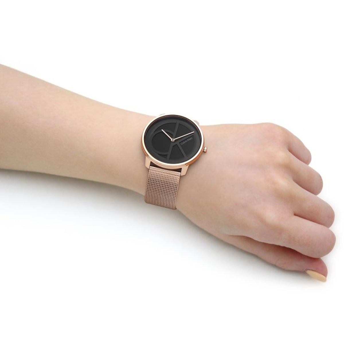  Shop Authentic Calvin Klein Minimal Black Dial Rose Gold Mesh Bracelet Watch for Men - K3M21621 - Luxxuri