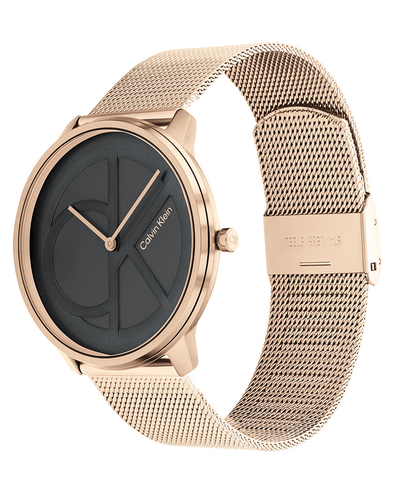 Shop Authentic Calvin Klein Minimal Black Dial Rose Gold Mesh Bracelet Watch for Men - K3M22621 - Luxxuri