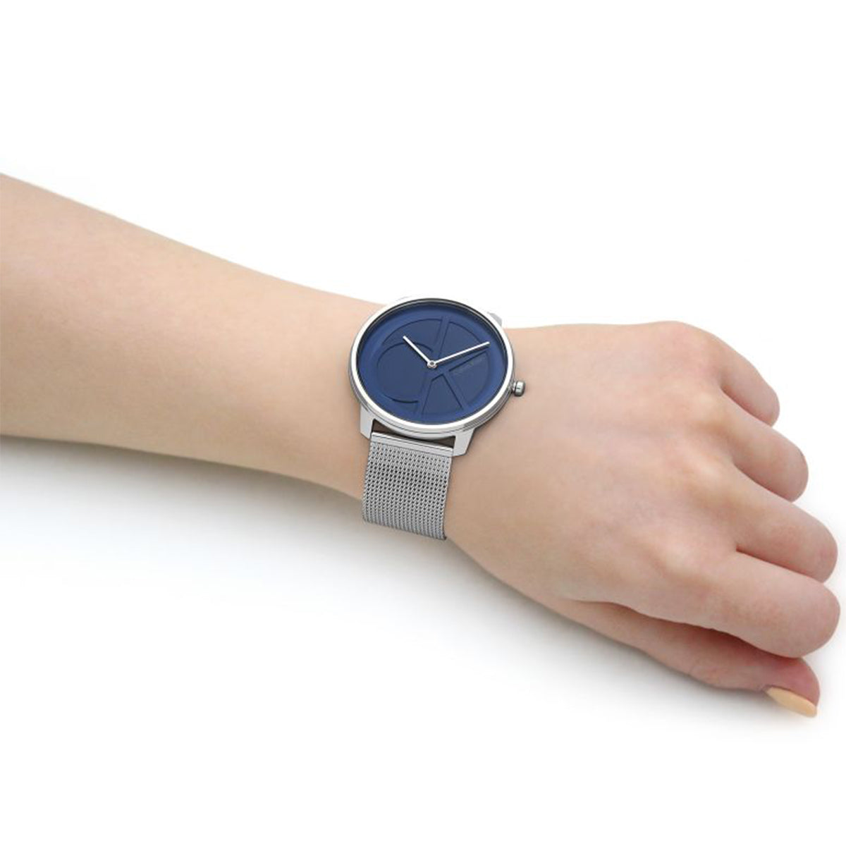  Shop Authentic Calvin Klein Minimal Blue Dial Silver Mesh Bracelet Watch for Women - K3M2212N - Luxxuri