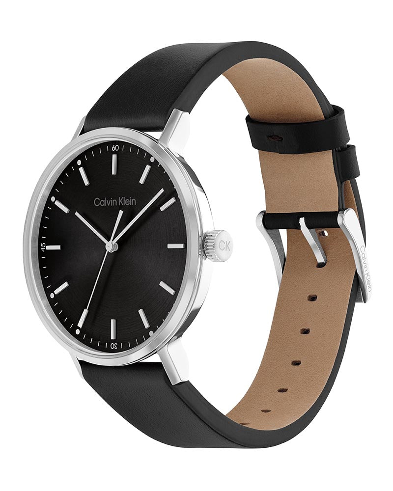  Shop Authentic Calvin Klein High Noon Quartz Black Dial Black Leather Strap Watch for Men - K8M211C1 - Luxxuri