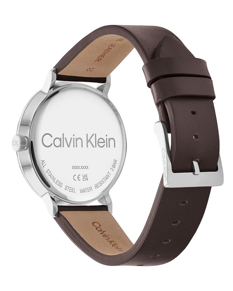  Shop Authentic Calvin Klein Posh Silver Dial Brown Leather Strap Watch for Men - K8Q316G6 - Luxxuri
