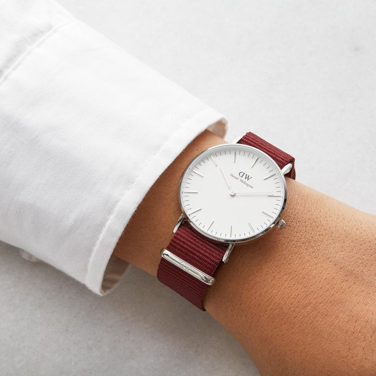  Shop Authentic Daniel Wellington Classic Roselyn White Dial Red NATO Strap Watch For Women - DW00100272 - Luxxuri