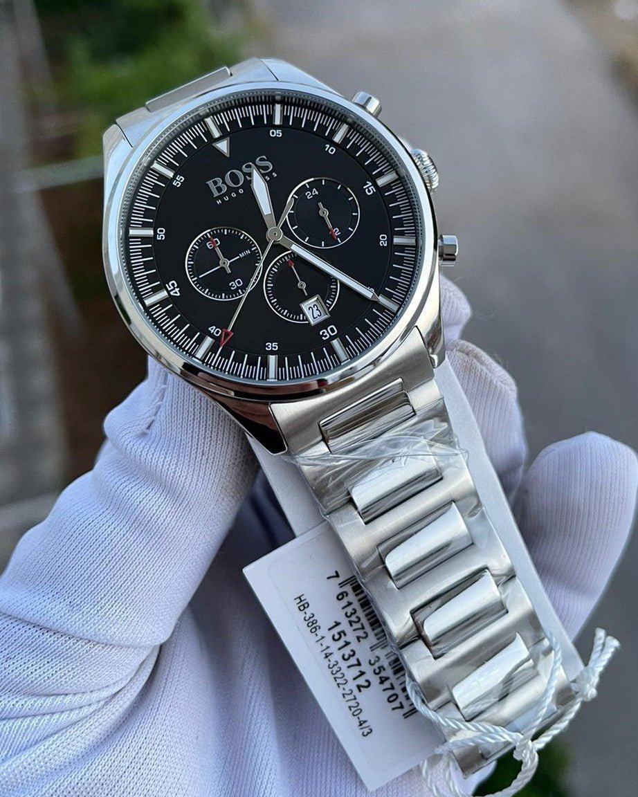  Shop Authentic Hugo Boss Pioneer Black Dial Silver Steel Strap Watch for Men - 1513712 - Luxxuri