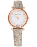  Shop Authentic Swarovski Crystalline Wonder Silver Dial Beige Leather Strap Watch for Women - 5656899 - Luxxuri