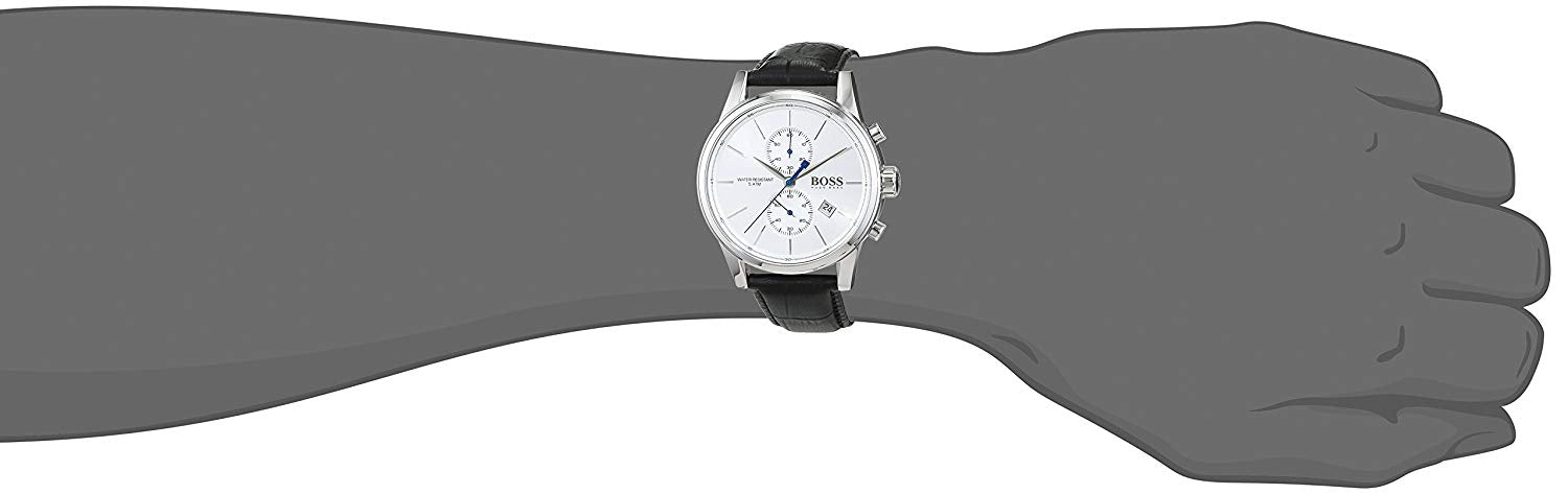  Shop Authentic Hugo Boss Jet Silver Dial Black Leather Strap Watch for Men - 1513282 - Luxxuri
