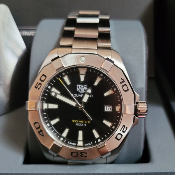  Shop Authentic Tag Heuer Aquaracer Black Dial Silver Steel Strap Watch for Men - WBD1110.BA0928 - Luxxuri