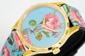  Shop Authentic Gucci G Timeless Floral Turquoise Dial Turquoise Leather Strap Watch For Women - YA1264085 - Luxxuri