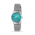 Gucci G-Timeless Turquoise Mother of Pearl Dial Silver Mesh Bracelet Watch For Women - YA126582