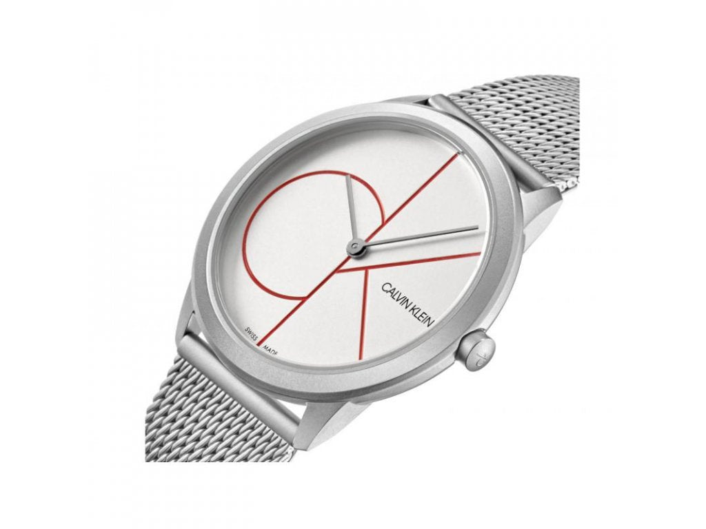  Shop Authentic Calvin Klein Minimal White Dial Silver Mesh Bracelet Watch for Men - K3M5115X - Luxxuri