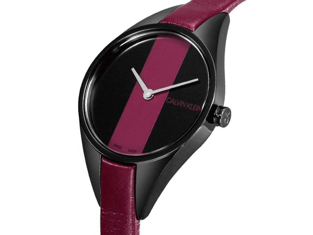  Shop Authentic Calvin Klein Rebel Red Black Dial Red Leather Strap Watch for Women - K8P237U1 - Luxxuri