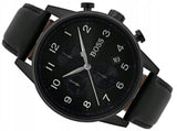  Shop Authentic Hugo Boss Navigator Black Dial Black Leather Strap Watch for Men - 1513497 - Luxxuri