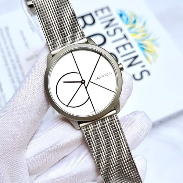  Shop Authentic Calvin Klein Minimal White Dial Silver Mesh Bracelet Watch for Men - K3M5115X - Luxxuri