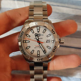  Shop Authentic Tag Heuer Aquaracer Calibre 5 Automatic White Dial Silver Steel Strap Watch for Men - WAY2013.BA0927 - Luxxuri