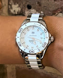  Shop Authentic Tag Heuer Aquaracer Diamonds White Dial Two Tone Steel Strap Watch for Women - WAY131D.BA0914 - Luxxuri